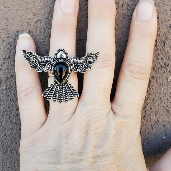 New Black Onyx 925 Silver Mystic Ring. - Picture 9 of 11